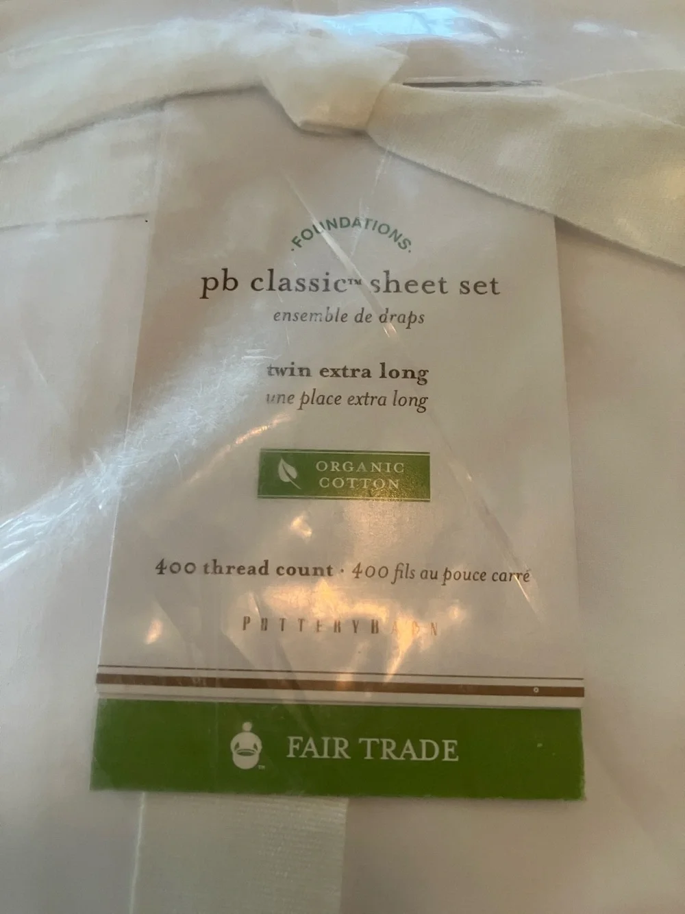 Pottery Barn White Classic Sheet Set - Twin Extra Long 400 thread count